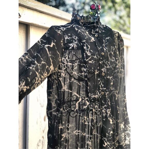 NWT Lucky‎ Brand Sheer Marble-Print Ruffle Dress Size S - Picture 2 of 6